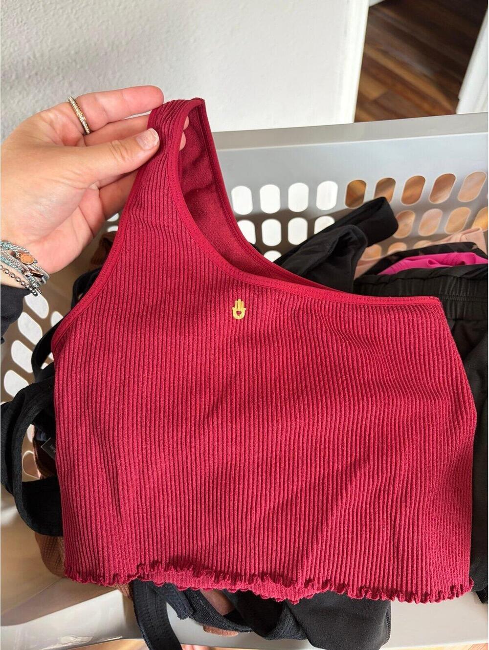Spiritual Gangster One Shoulder Ribbed Seamless Cropped Tank size XS/S Red